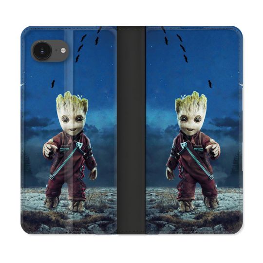 Housse Cuir Portefeuille Pour Iphone 16e Groot Bleu