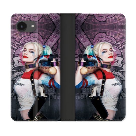 Housse Cuir Portefeuille Pour Iphone 16e Harley Quinn Batte
