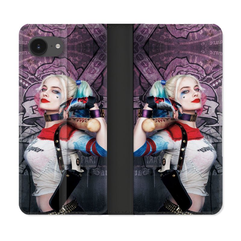 Housse Cuir Portefeuille Pour Iphone 16e Harley Quinn Batte