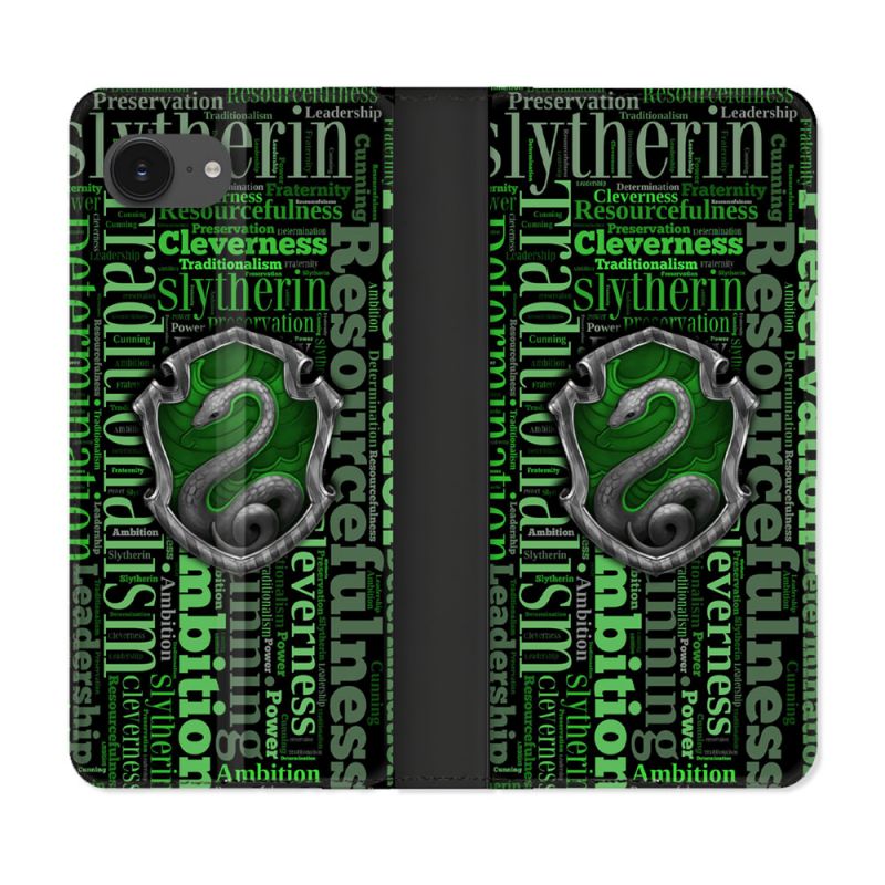 Housse Cuir Portefeuille Pour Iphone 16e Harry Potter Serpentar