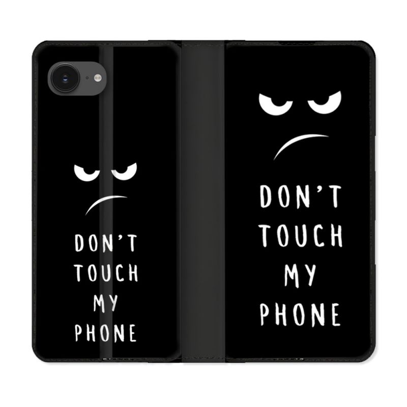 Housse Cuir Portefeuille Pour Iphone 16e Humour Don't Touch