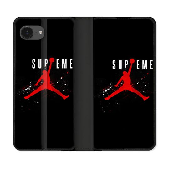 Housse Cuir Portefeuille Pour Iphone 16e Jordan Supreme Noir