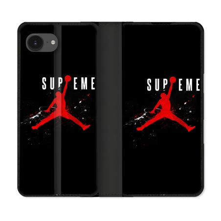 Housse Cuir Portefeuille Pour Iphone 16e Jordan Supreme Noir