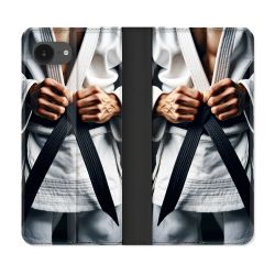 Housse Cuir Portefeuille Pour Iphone 16e Kimono Ceinture