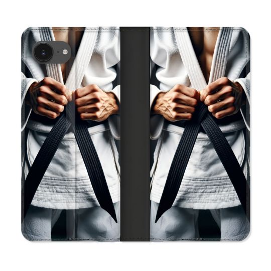 Housse Cuir Portefeuille Pour Iphone 16e Kimono Ceinture