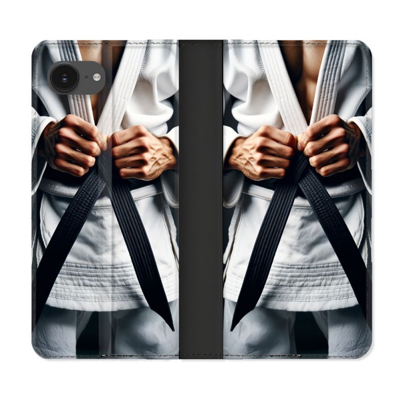 Housse Cuir Portefeuille Pour Iphone 16e Kimono Ceinture