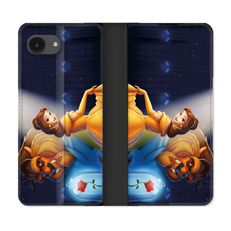 Housse Cuir Portefeuille Pour Iphone 16e La Belle et La Bête