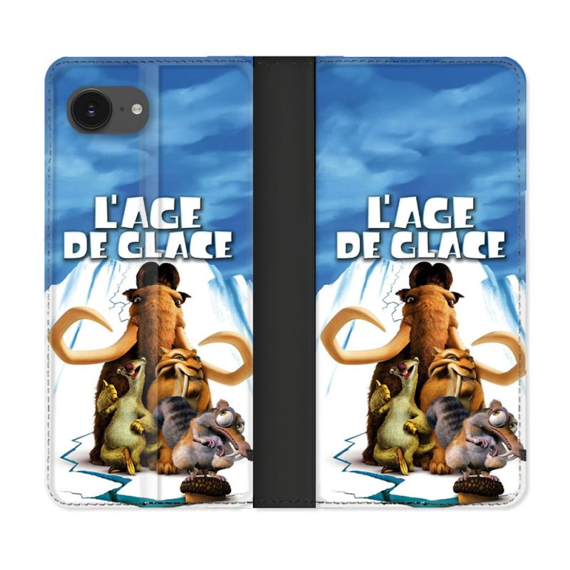 Housse Cuir Portefeuille Pour Iphone 16e L'âge de Glace Affiche