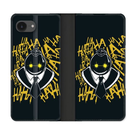 Housse Cuir Portefeuille Pour Iphone 16e Manga Assassination Classroom Kuro Noir