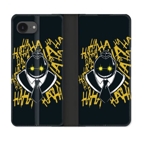 Housse Cuir Portefeuille Pour Iphone 16e Manga Assassination Classroom Kuro Noir