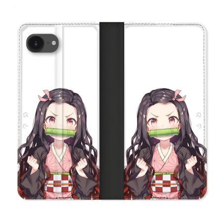 Housse Cuir Portefeuille Pour Iphone 16e Manga Demon Slayer Nezuko