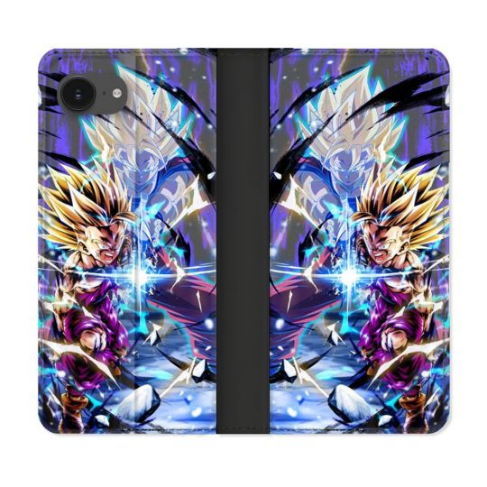 Housse Cuir Portefeuille Pour Iphone 16e Manga Dragon Ball Sangohan Duo