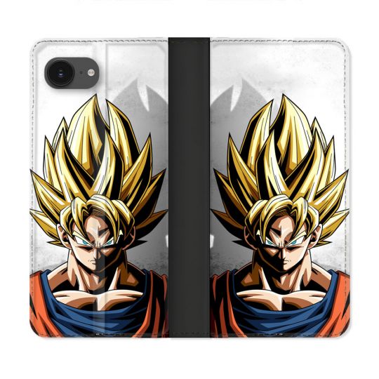 Housse Cuir Portefeuille Pour Iphone 16e Manga Dragon Ball Sangoku Portrait