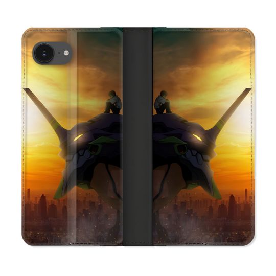 Housse Cuir Portefeuille Pour Iphone 16e Manga Evangelion