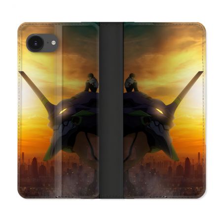 Housse Cuir Portefeuille Pour Iphone 16e Manga Evangelion