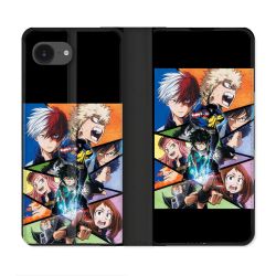 Housse Cuir Portefeuille Pour Iphone 16e Manga My Hero Academia Noir