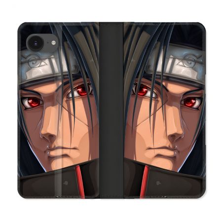 Housse Cuir Portefeuille Pour Iphone 16e Manga Naruto Itachi Visage