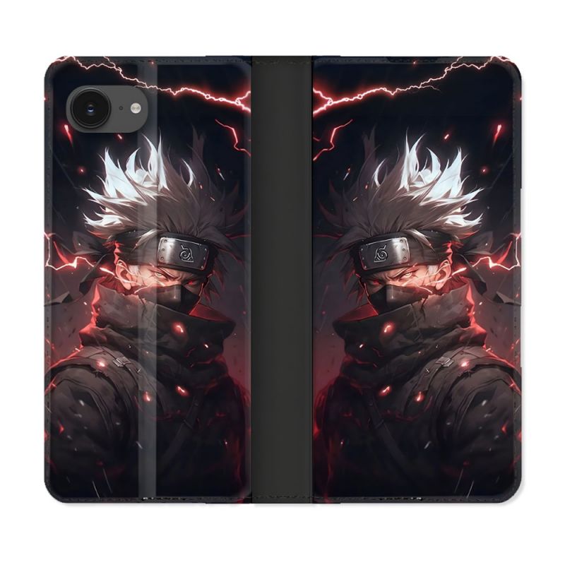 Housse Cuir Portefeuille Pour Iphone 16e Manga Naruto Kakashi