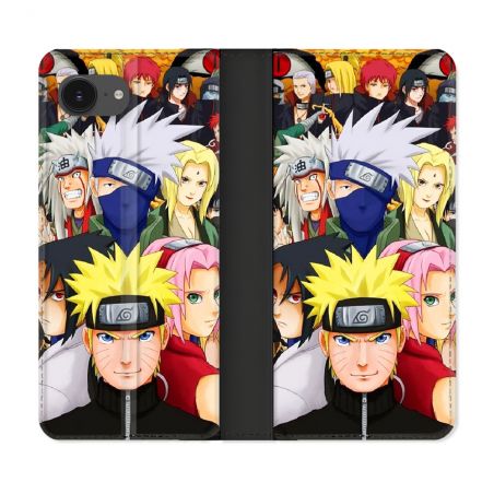 Housse Cuir Portefeuille Pour Iphone 16e Manga Naruto Team