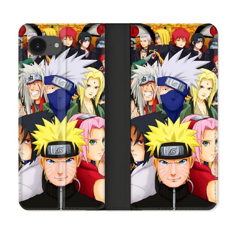 Housse Cuir Portefeuille Pour Iphone 16e Manga Naruto Team