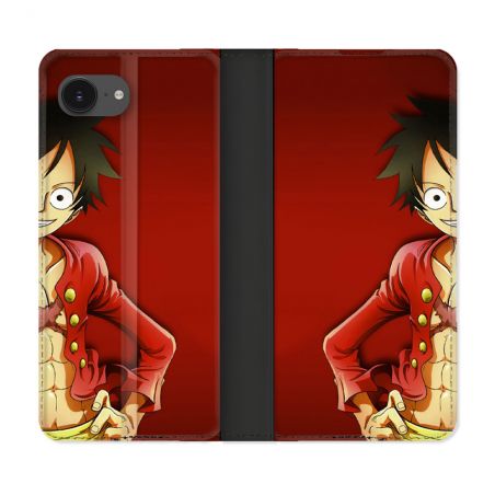Housse Cuir Portefeuille Pour Iphone 16e Manga One Piece Luffy