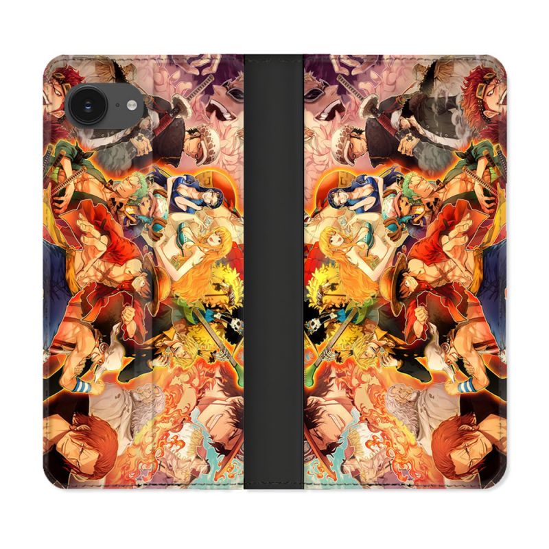 Housse Cuir Portefeuille Pour Iphone 16e Manga One Piece Nakama