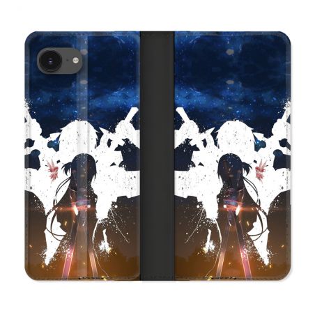 Housse Cuir Portefeuille Pour Iphone 16e Manga SAO sword Art Online Asuna