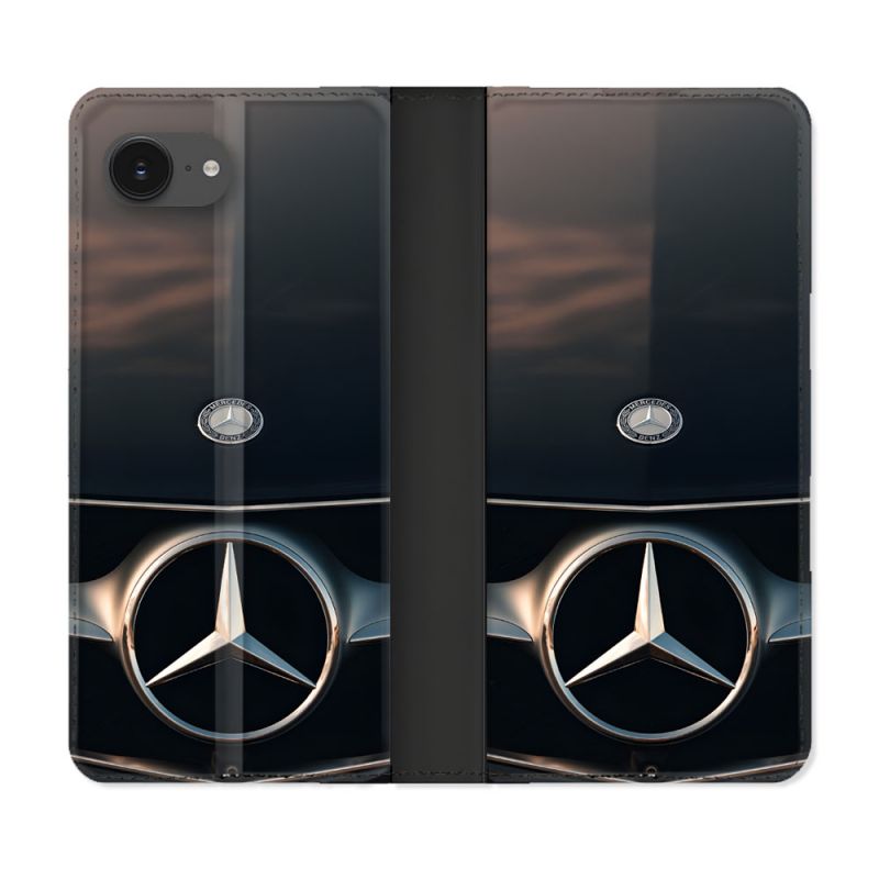 Housse Cuir Portefeuille Pour Iphone 16e Mercedes Calendre