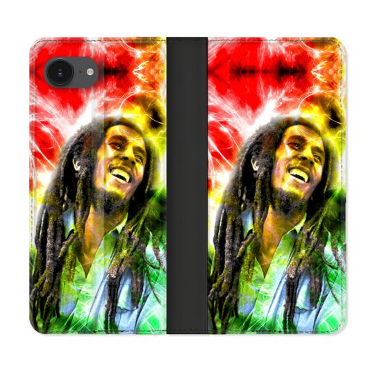 Housse Cuir Portefeuille Pour Iphone 16e Musique Bob Marley Color