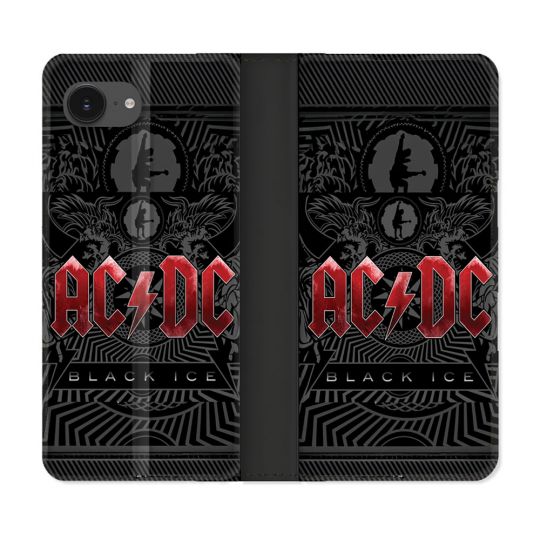 Housse Cuir Portefeuille Pour Iphone 16e Musique Rock ACDC Rouge