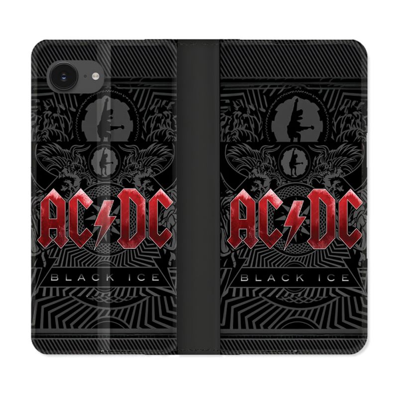 Housse Cuir Portefeuille Pour Iphone 16e Musique Rock ACDC Rouge