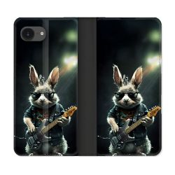 Housse Cuir Portefeuille Pour Iphone 16e Musique Rock Lapin