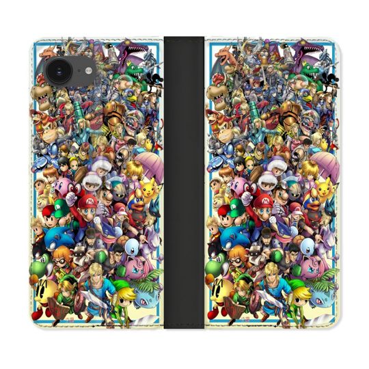 Housse Cuir Portefeuille Pour Iphone 16e Nintendo