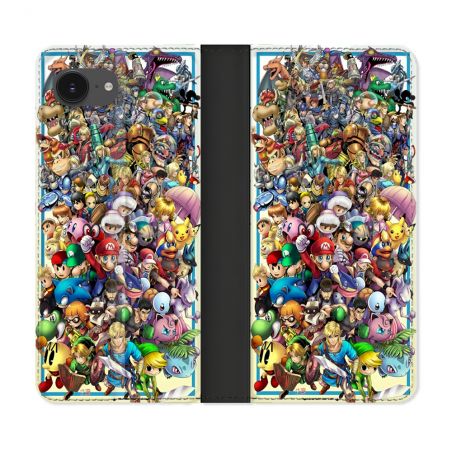 Housse Cuir Portefeuille Pour Iphone 16e Nintendo