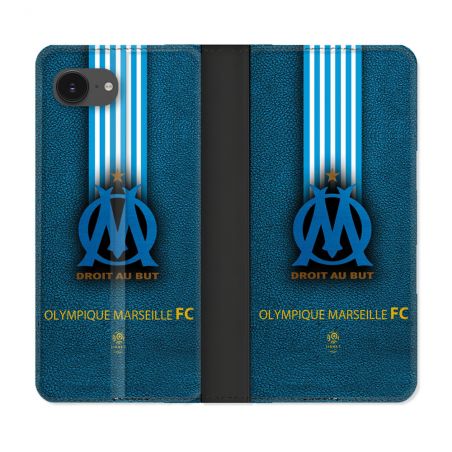 Housse Cuir Portefeuille Pour Iphone 16e Olympique Marseille OM Bande