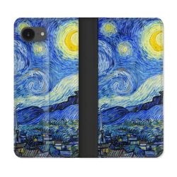 Housse Cuir Portefeuille Pour Iphone 16e Peinture La nuit étoilée