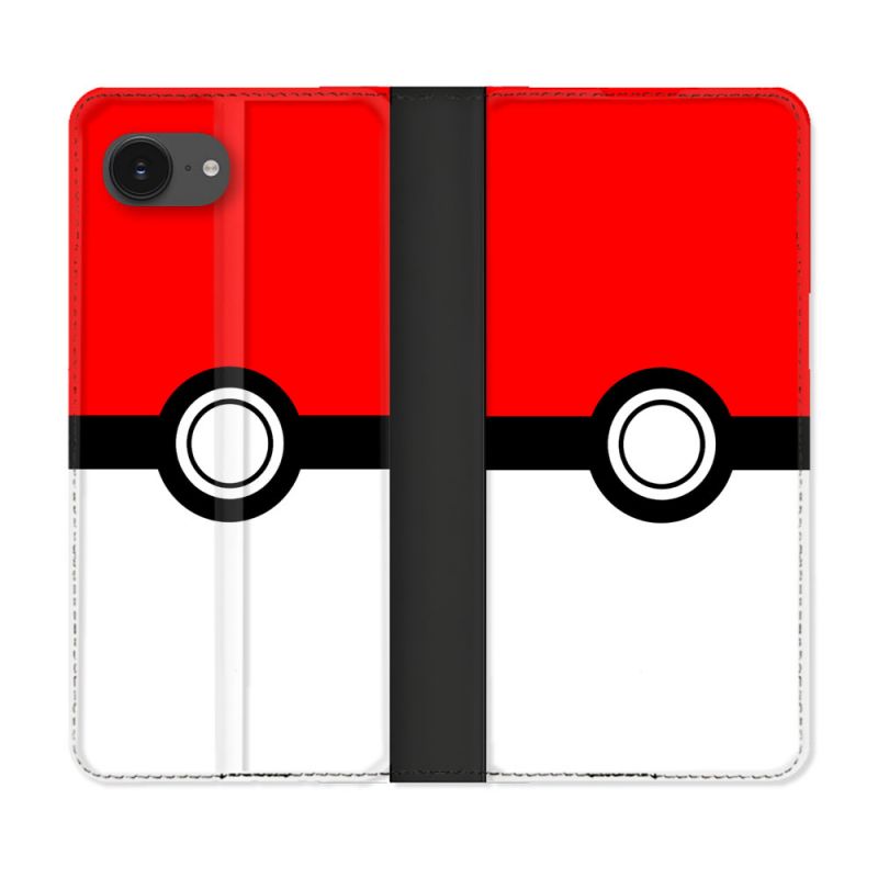 Housse Cuir Portefeuille Pour Iphone 16e Pokemon Pokeball