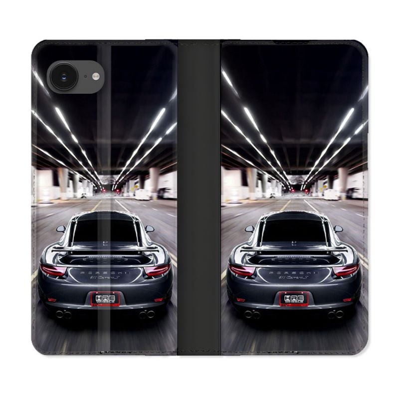 Housse Cuir Portefeuille Pour Iphone 16e Porsche 911