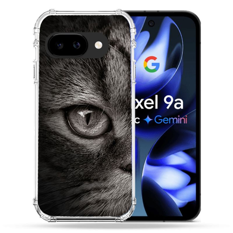 Coque Renforcée Pour Google Pixel 9A Animal Chat Gris