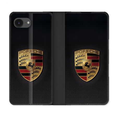 Housse Cuir Portefeuille Pour Iphone 16e Porsche Carbone