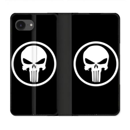 Housse Cuir Portefeuille Pour Iphone 16e Punisher