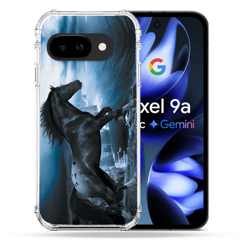 Coque Renforcée Pour Google Pixel 9A Animal Cheval Noir