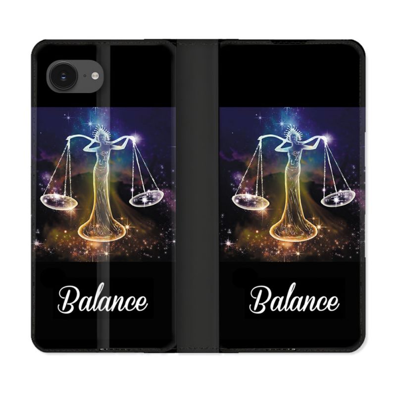 Housse Cuir Portefeuille Pour Iphone 16e Signe Zodiaque 2 Balance