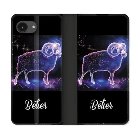 Housse Cuir Portefeuille Pour Iphone 16e Signe Zodiaque 2 Bélier
