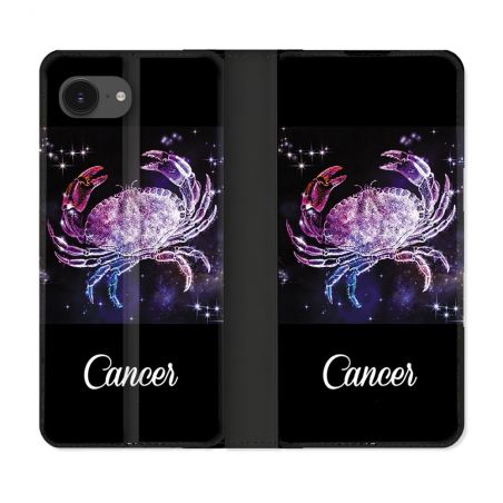 Housse Cuir Portefeuille Pour Iphone 16e Signe Zodiaque 2 Cancer