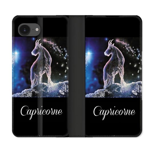 Housse Cuir Portefeuille Pour Iphone 16e Signe Zodiaque 2 Capricorne