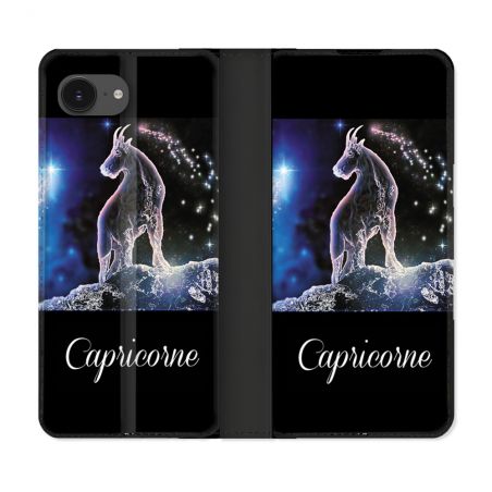 Housse Cuir Portefeuille Pour Iphone 16e Signe Zodiaque 2 Capricorne