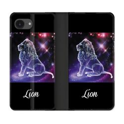 Housse Cuir Portefeuille Pour Iphone 16e Signe Zodiaque 2 Lion