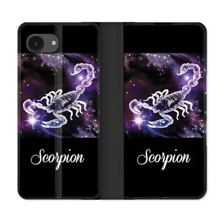 Housse Cuir Portefeuille Pour Iphone 16e Signe Zodiaque 2 Scorpion