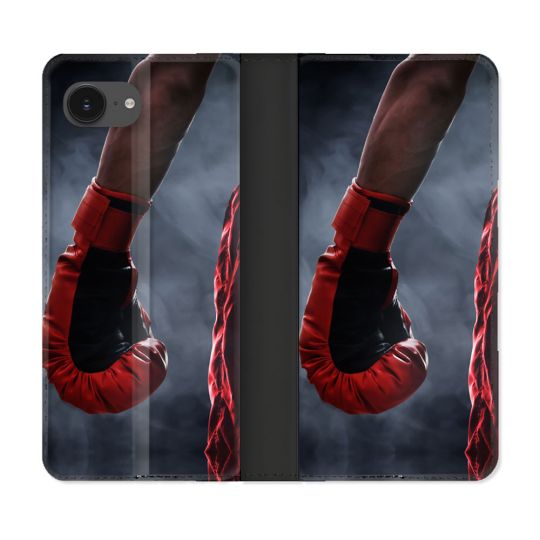 Housse Cuir Portefeuille Pour Iphone 16e Sport Boxe Gant Rouge